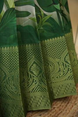 Beautiful South Indian Style Semi-Stitched Half Saree with Blouse and Dupatta for Women 4