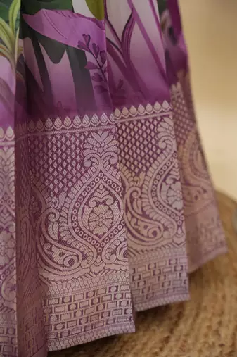 Beautiful South Indian Style Semi-Stitched Half Saree with Blouse and Dupatta for Women