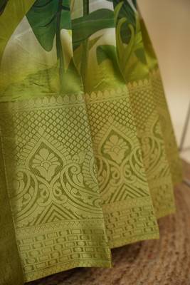 Beautiful South Indian Style Semi-Stitched Half Saree with Blouse and Dupatta for Women 4