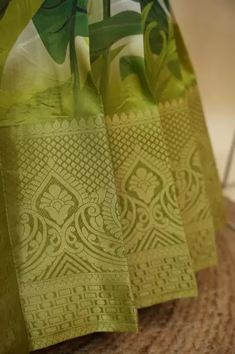 Beautiful South Indian Style Semi-Stitched Half Saree with Blouse and Dupatta for Women