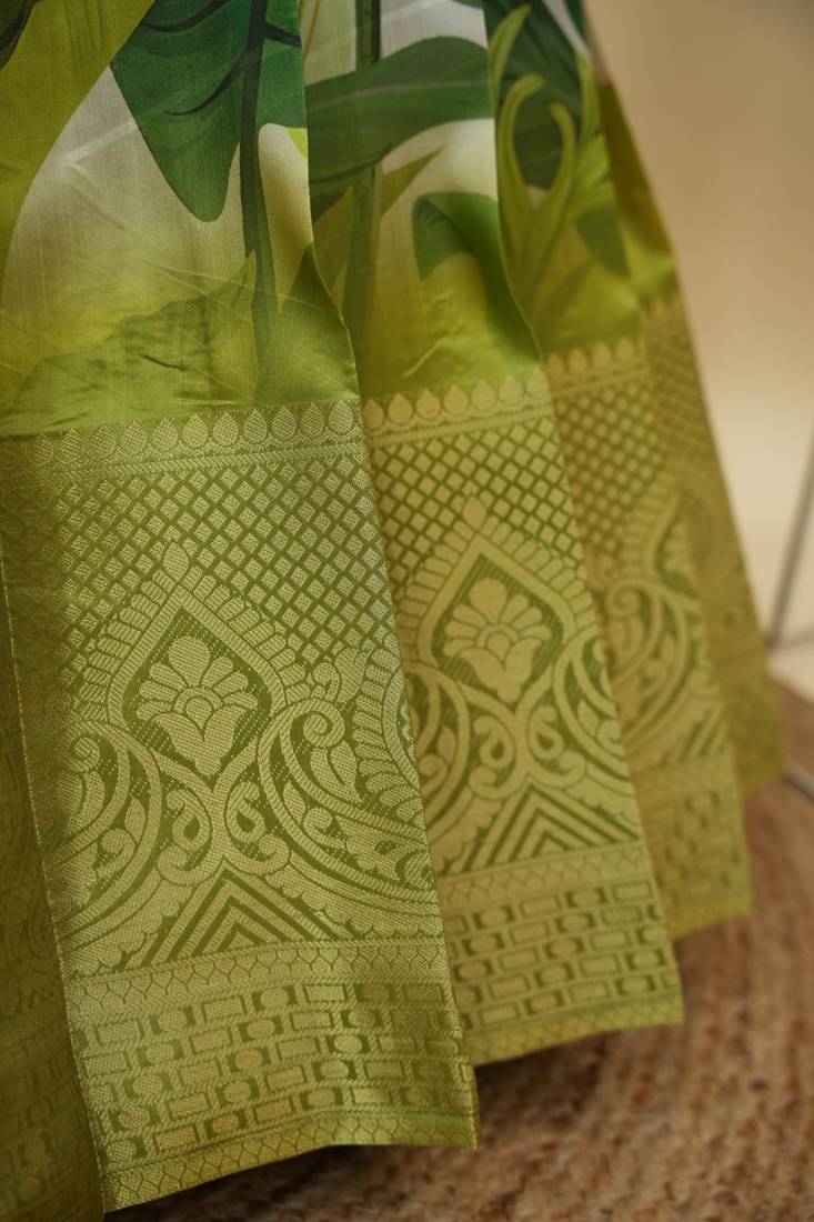 Beautiful South Indian Style Semi-Stitched Half Saree with Blouse and Dupatta for Women