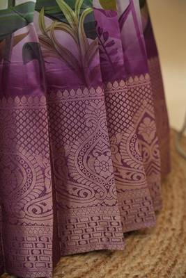 Beautiful South Indian Style Semi-Stitched Half Saree with Blouse and Dupatta for Women 4