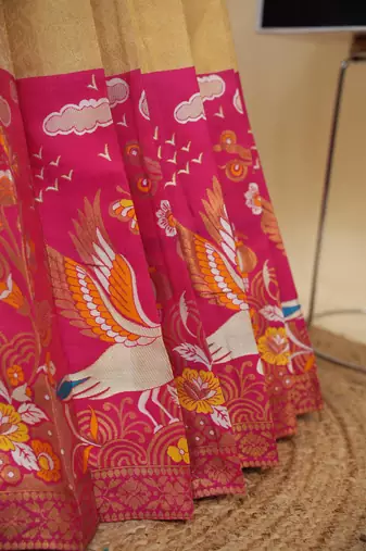 Beautiful South Indian Style Semi-Stitched Half Saree with Embroidery Work Blouse and Dupatta for Women