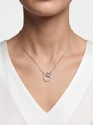 925 Sterling Silver Double CZ Open  Heart Pendant Necklace Set  for Women 1