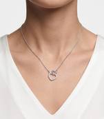 925 Sterling Silver Double CZ Open  Heart Pendant Necklace Set  for Women