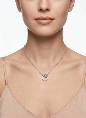 925 Sterling Silver Double CZ Open  Heart Pendant Necklace Set  for Women 4