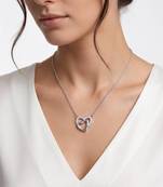 925 Sterling Silver Double Heart Interlocking Pendant Necklace Set for Women