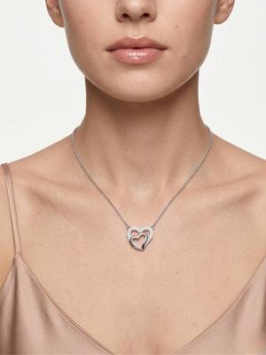 925 Sterling Silver Double Heart Interlocking Pendant Necklace Set for Women 4