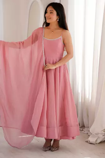 Designer anarkali suit ready to wear kurta pant dupatta for women