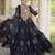 Black faux georgette bandhani print anarkali gown with kutchi patchwork | fully stitched navratri wear