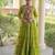 Parrot green faux georgette bandhani print anarkali gown with kutchi patchwork | fully stitched navratri wear