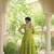 Parrot green faux georgette bandhani print anarkali gown with kutchi patchwork | fully stitched navratri wear