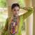 Parrot green faux georgette bandhani print anarkali gown with kutchi patchwork | fully stitched navratri wear