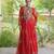 Red faux georgette bandhani print anarkali gown with kutchi patchwork | fully stitched navratri wear