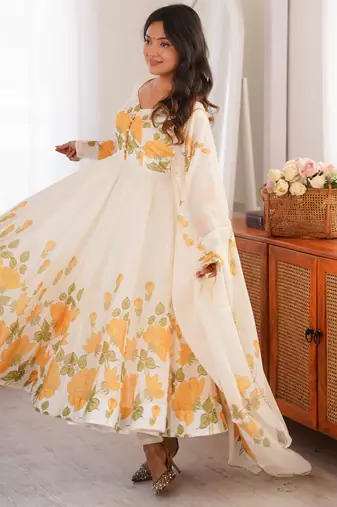 Designer anarkali suit ready to wear kurta pant dupatta for women