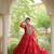 Red faux georgette bandhani print anarkali gown with kutchi patchwork | fully stitched navratri wear