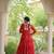 Red faux georgette bandhani print anarkali gown with kutchi patchwork | fully stitched navratri wear