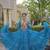 sky blue faux georgette bandhani print anarkali gown with kutchi patchwork | fully stitched navratri wear