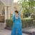 sky blue faux georgette bandhani print anarkali gown with kutchi patchwork | fully stitched navratri wear
