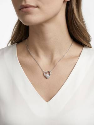 925 Sterling Silver Open Heart Pendant Necklace Set  for Women 1