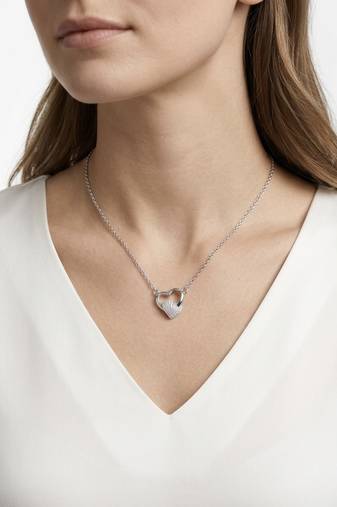 925 Sterling Silver Open Heart Pendant Necklace Set  for Women