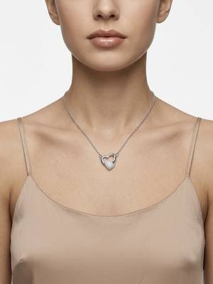 925 Sterling Silver Open Heart Pendant Necklace Set  for Women 2