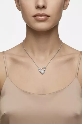 925 Sterling Silver Open Heart Pendant Necklace Set  for Women