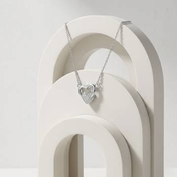 925 Sterling Silver Open Heart Pendant Necklace Set  for Women 3
