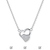925 Sterling Silver Open Heart Pendant Necklace Set  for Women
