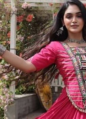 Women's cotton embroidered lehenga choli- - free size 2