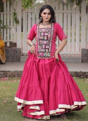 Women's cotton embroidered lehenga choli- - free size 1