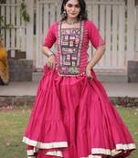 Women's cotton embroidered lehenga choli- - free size