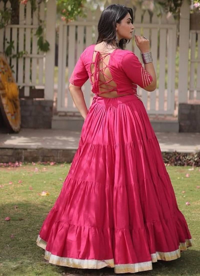 Women's cotton embroidered lehenga choli- - free size