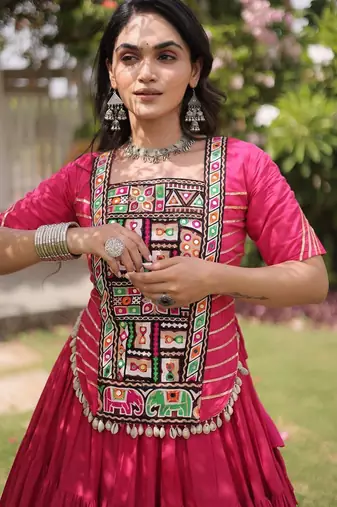 Women's cotton embroidered lehenga choli- - free size