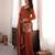 Rust crunchy silk embroidered kurta with bell bottom pants & dupatta set | fully stitched festive wear