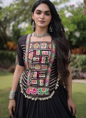 Women's Cora Cotton With Attractive Standard Frill stitching FULLY FLAIR LEHENGA - free size 3