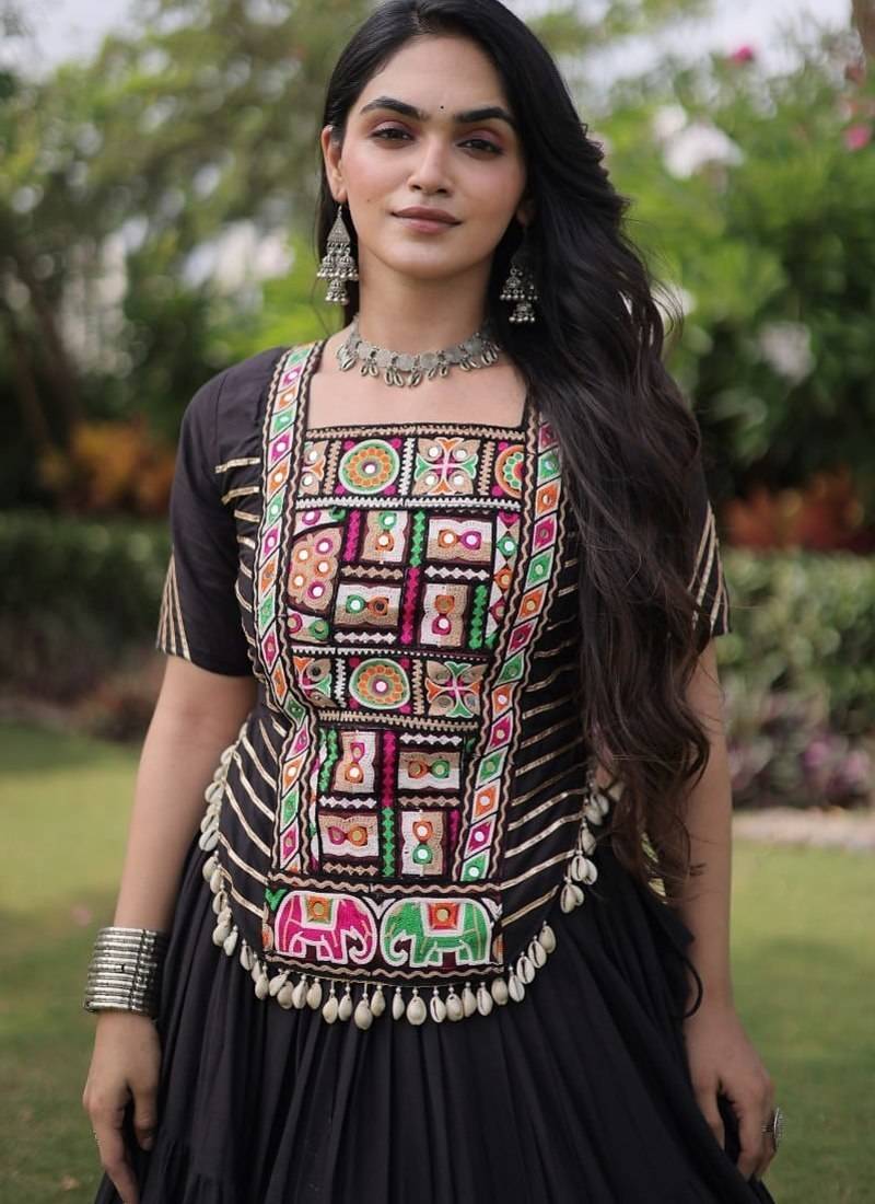 Women's Cora Cotton With Attractive Standard Frill stitching FULLY FLAIR LEHENGA - free size
