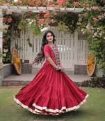 Women's Cora Cotton With Attractive Standard Frill stitching FULLY FLAIR LEHENGA - free size