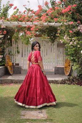 Women's Cora Cotton With Attractive Standard Frill stitching FULLY FLAIR LEHENGA - free size 3