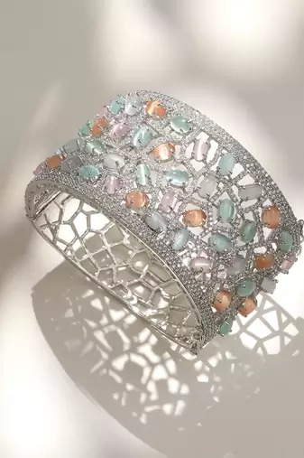 Multicolor diamond cut bracelet