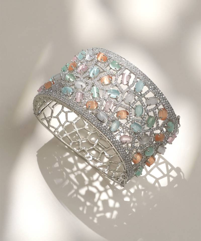 Multicolor diamond cut bracelet
