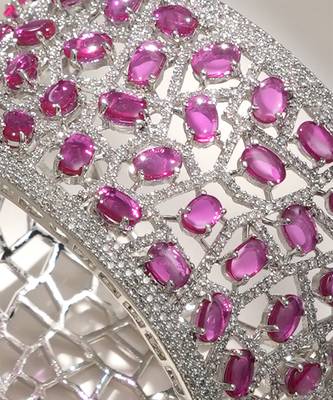 Ruby red stones diamond cut bracelet 2