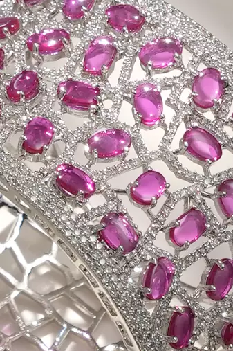 Ruby red stones diamond cut bracelet
