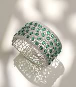 Green stones diamond cut bracelet