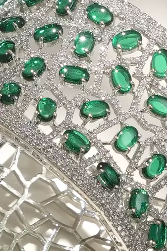 Green stones diamond cut bracelet