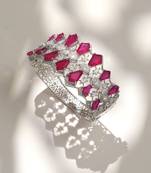 Ruby red stones diamond cut bracelet