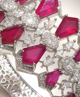 Ruby red stones diamond cut bracelet 2