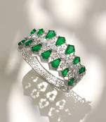 Emerald green stones diamond cut bracelet