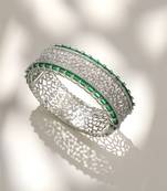 Emerald green stones diamond cut bracelet