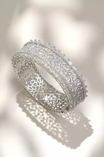 White diamond cut zircon bracelet